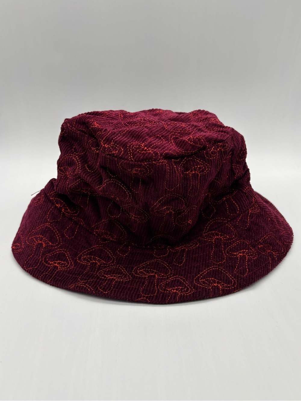 Urban Outfitters Corduroy Mushroom Pattern Bucket Hat | Dark Red